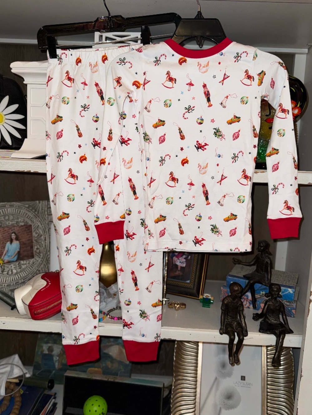 LAKE kids size 8 Christmas pjs pajamas ornaments
